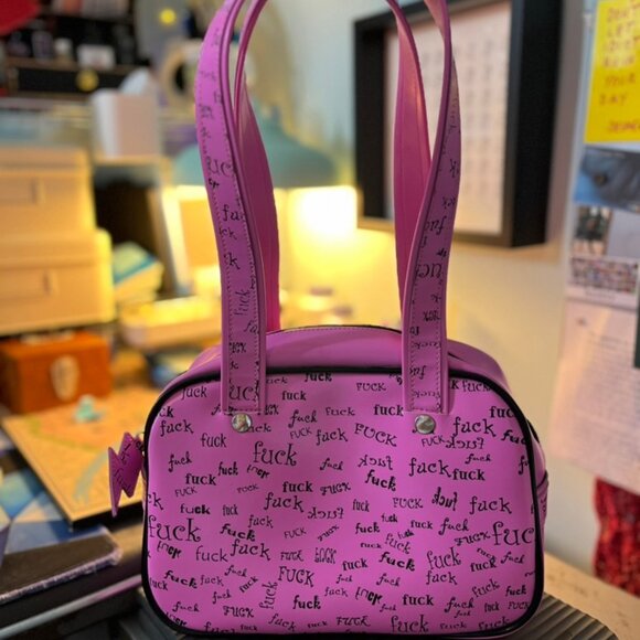 Vintage Addicted brand F*ck pink vinyl purse - Picture 2 of 8